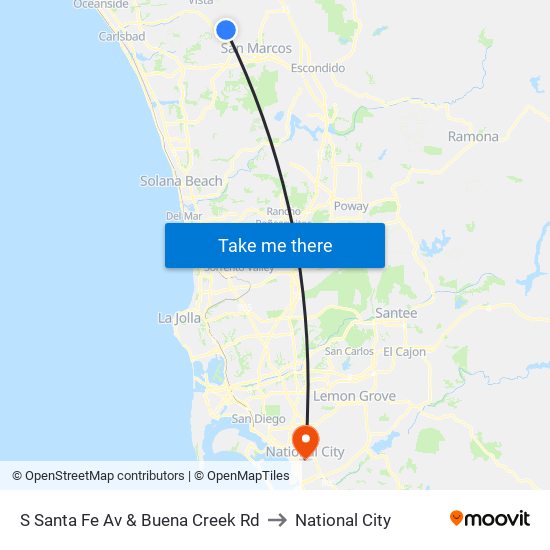 S Santa Fe Av & Buena Creek Rd to National City map