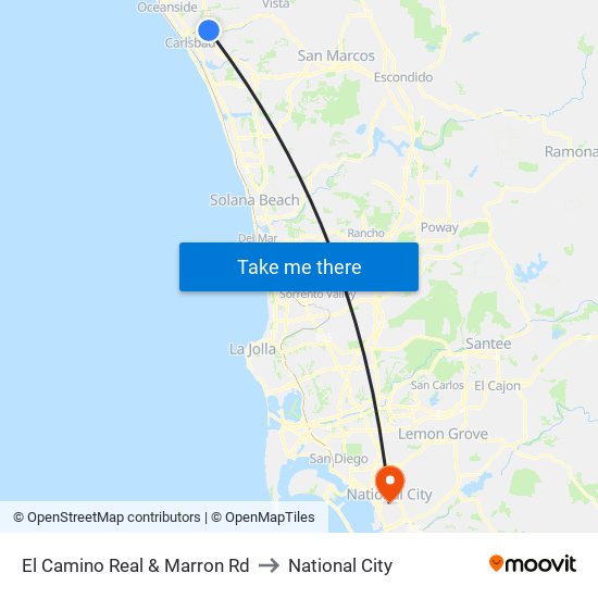 El Camino Real & Marron Rd to National City map