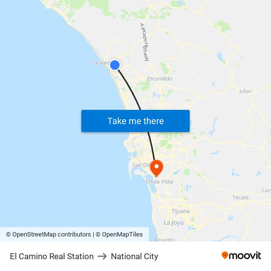 El Camino Real Station to National City map