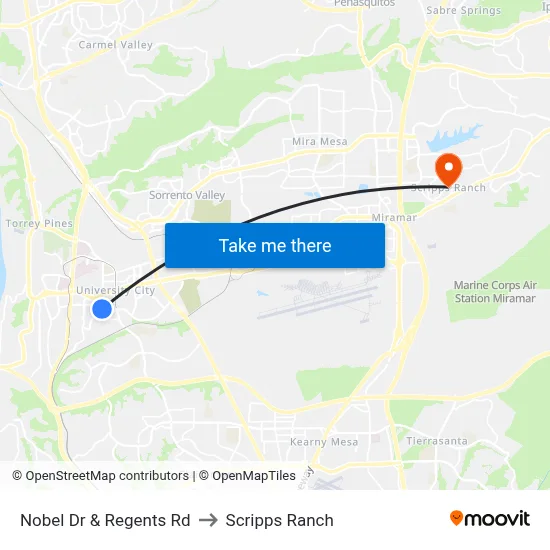 Nobel Dr & Regents Rd to Scripps Ranch map