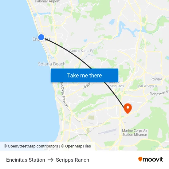 Encinitas Station to Scripps Ranch map