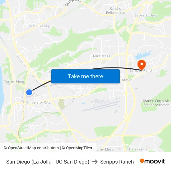San Diego (La Jolla - UC San Diego) to Scripps Ranch map