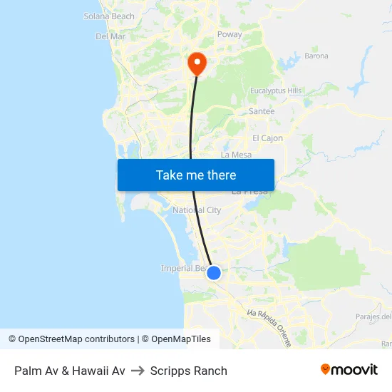 Palm Av & Hawaii Av to Scripps Ranch map