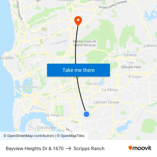 Bayview Heights Dr & 1670 to Scripps Ranch map