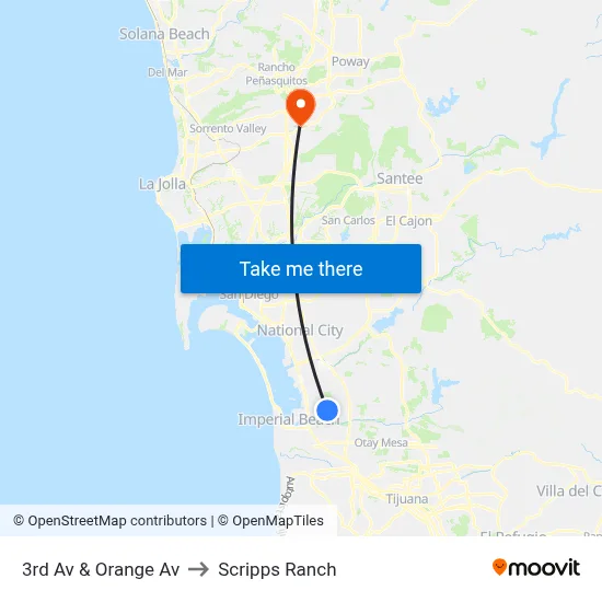 3rd Av & Orange Av to Scripps Ranch map