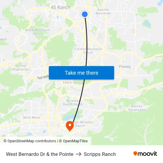 West Bernardo Dr & the Pointe to Scripps Ranch map