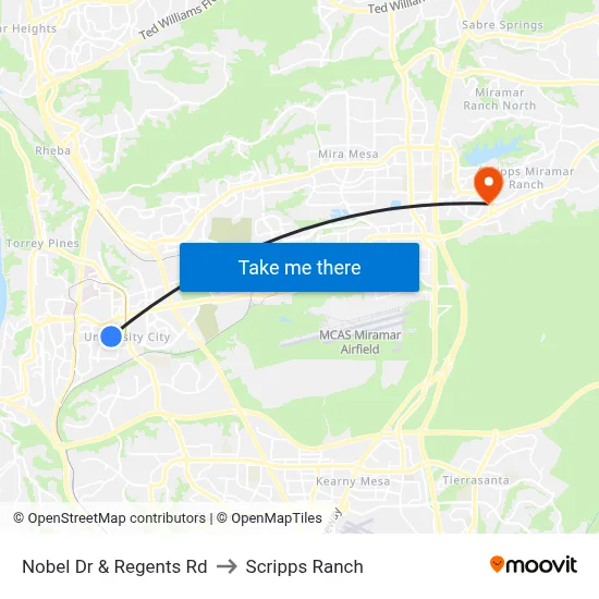 Nobel Dr & Regents Rd to Scripps Ranch map