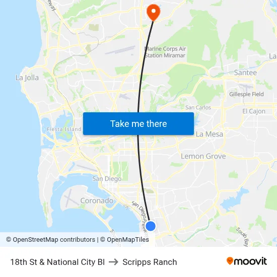 18th St & National City Bl to Scripps Ranch map