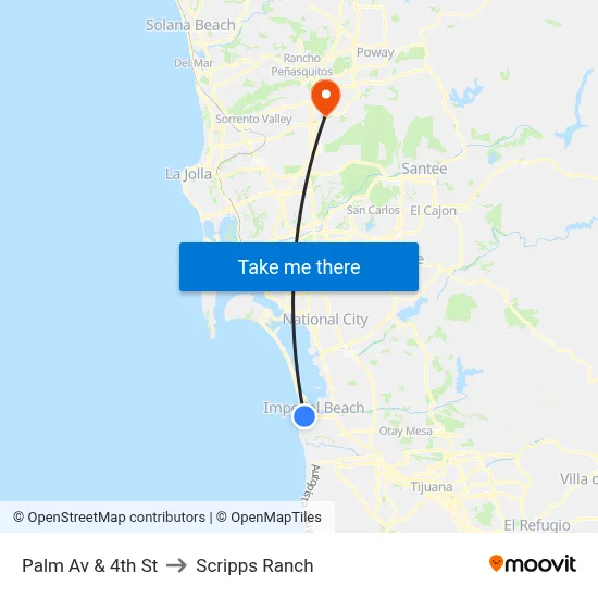 Palm Av & 4th St to Scripps Ranch map