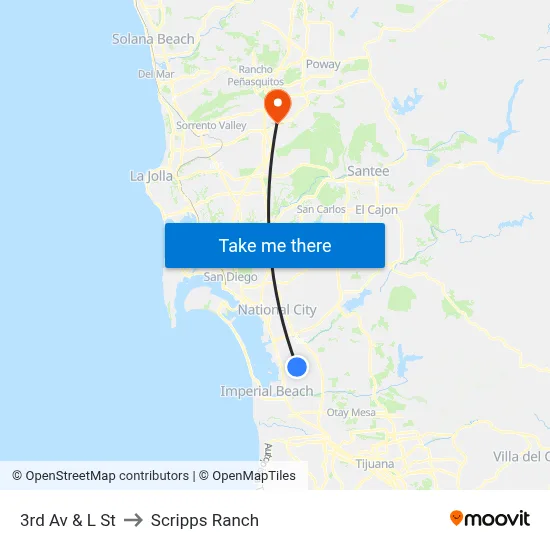 3rd Av & L St to Scripps Ranch map