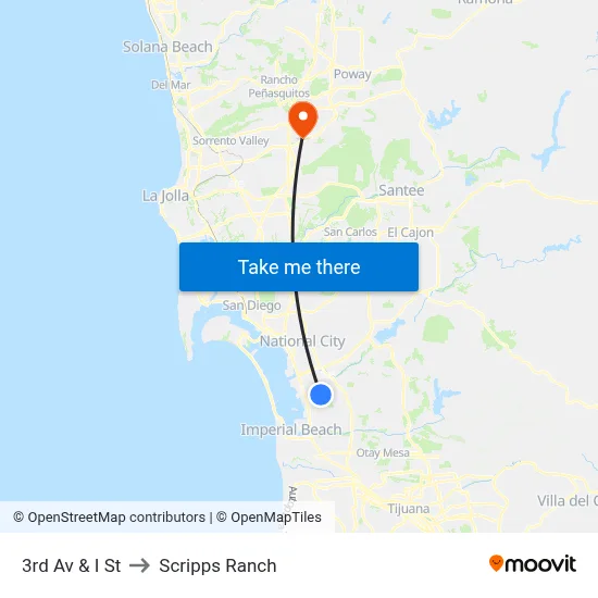 3rd Av & I St to Scripps Ranch map
