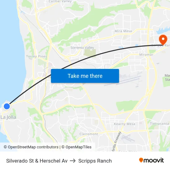 Silverado St & Herschel Av to Scripps Ranch map