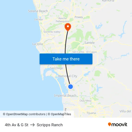 4th Av & G St to Scripps Ranch map