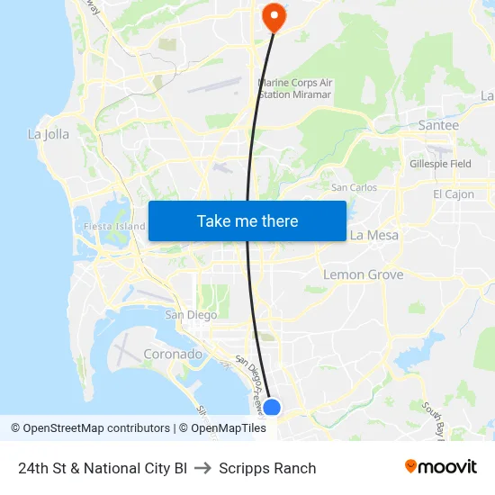 24th St & National City Bl to Scripps Ranch map