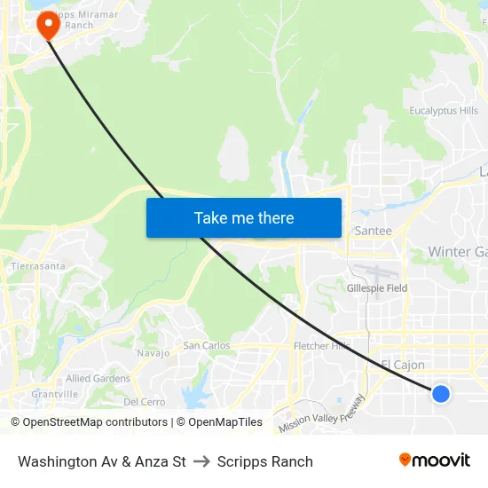 Washington Av & Anza St to Scripps Ranch map