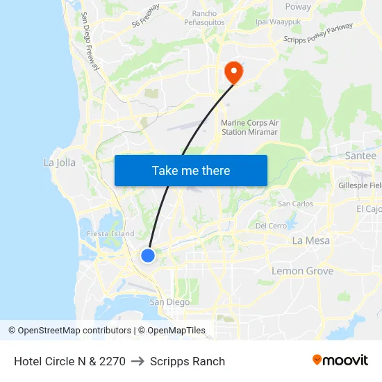 Hotel Circle N & 2270 to Scripps Ranch map