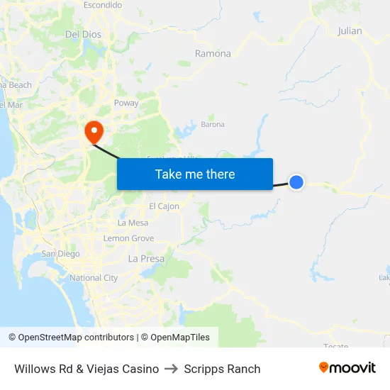 Willows Rd & Viejas Casino to Scripps Ranch map