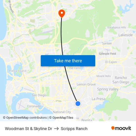 Woodman St & Skyline Dr to Scripps Ranch map