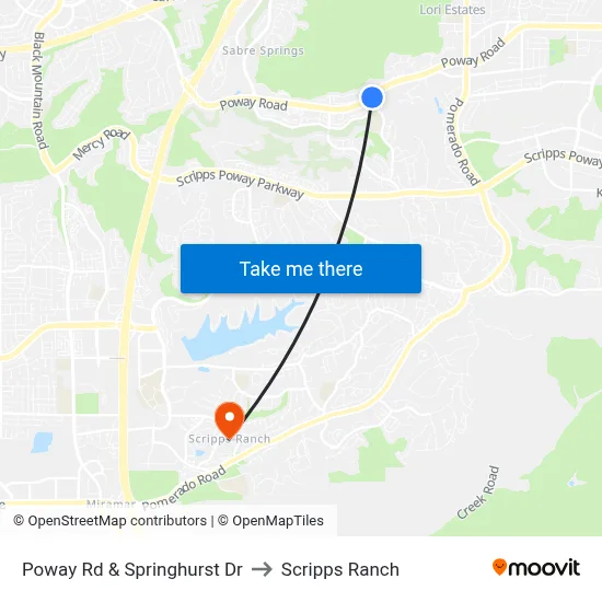 Poway Rd & Springhurst Dr to Scripps Ranch map