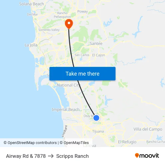 Airway Rd & 7878 to Scripps Ranch map