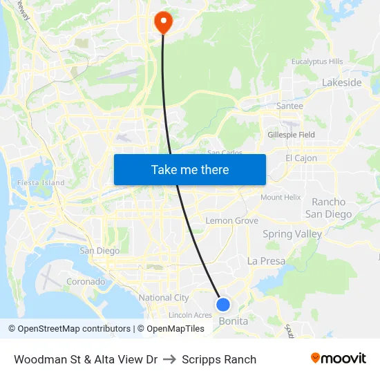 Woodman St & Alta View Dr to Scripps Ranch map