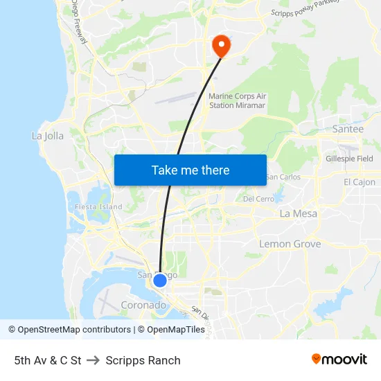 5th Av & C St to Scripps Ranch map