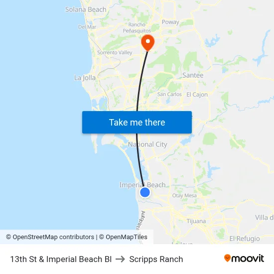 13th St & Imperial Beach Bl to Scripps Ranch map