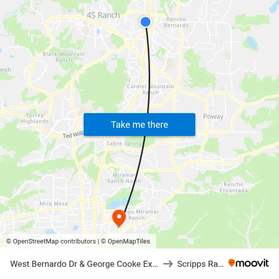 West Bernardo Dr & George Cooke Express Dr to Scripps Ranch map