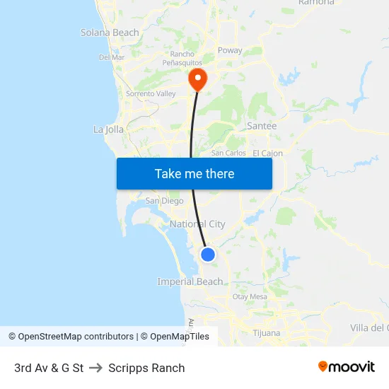 3rd Av & G St to Scripps Ranch map