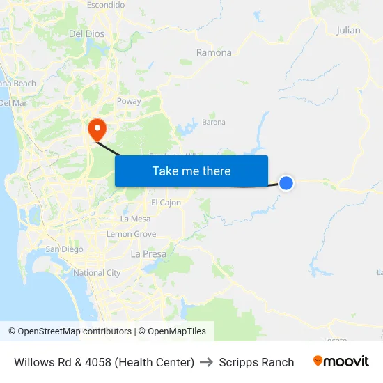 Willows Rd & 4058 (Health Center) to Scripps Ranch map