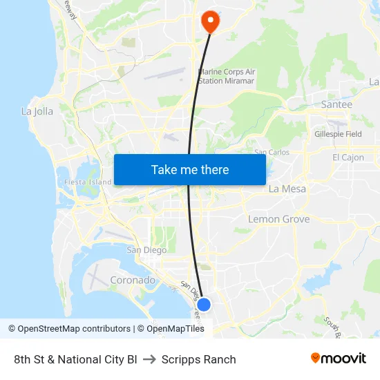 8th St & National City Bl to Scripps Ranch map