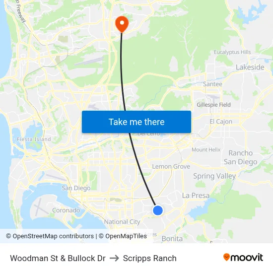 Woodman St & Bullock Dr to Scripps Ranch map