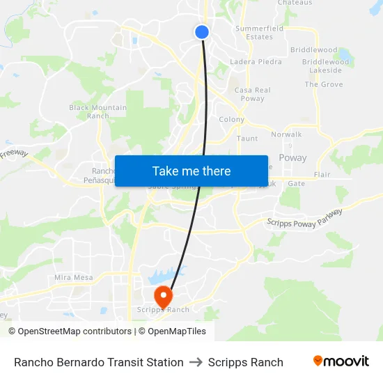 Rancho Bernardo Transit Station to Scripps Ranch map