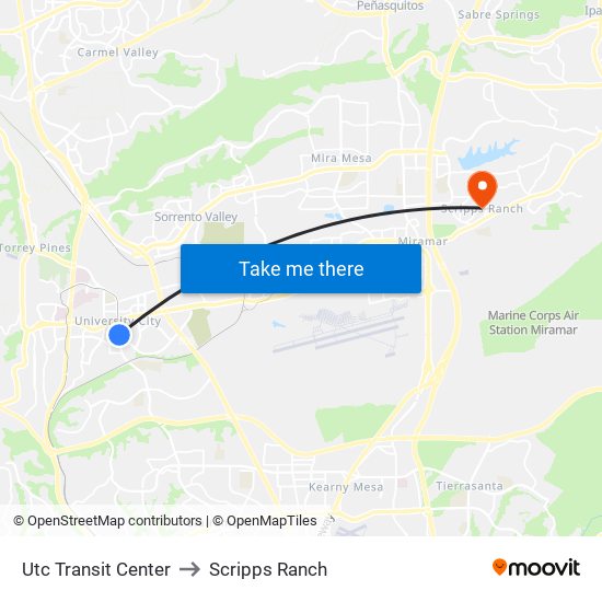 Utc Transit Center to Scripps Ranch map