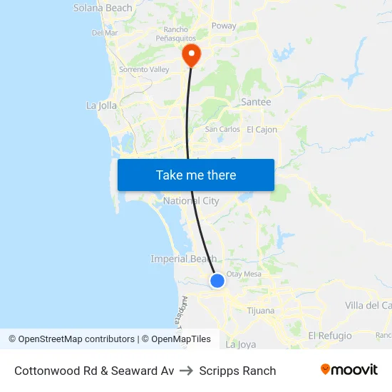 Cottonwood Rd & Seaward Av to Scripps Ranch map