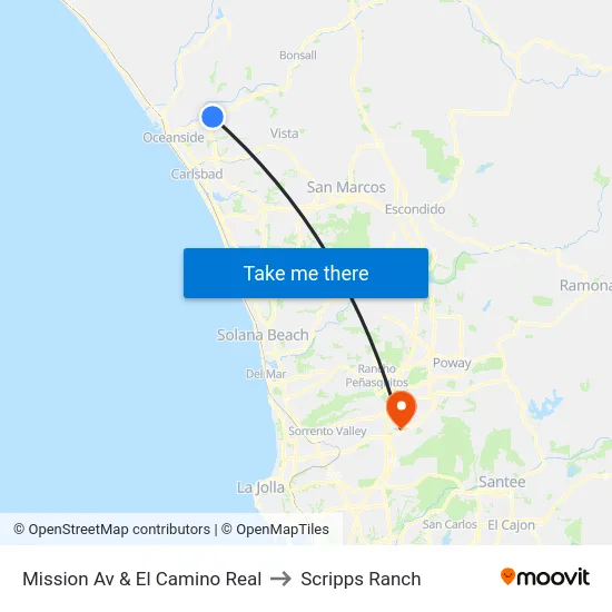 Mission Av & El Camino Real to Scripps Ranch map