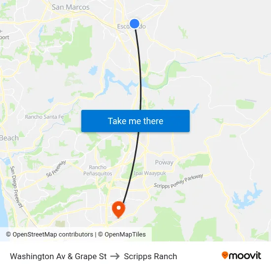 Washington Av & Grape St to Scripps Ranch map