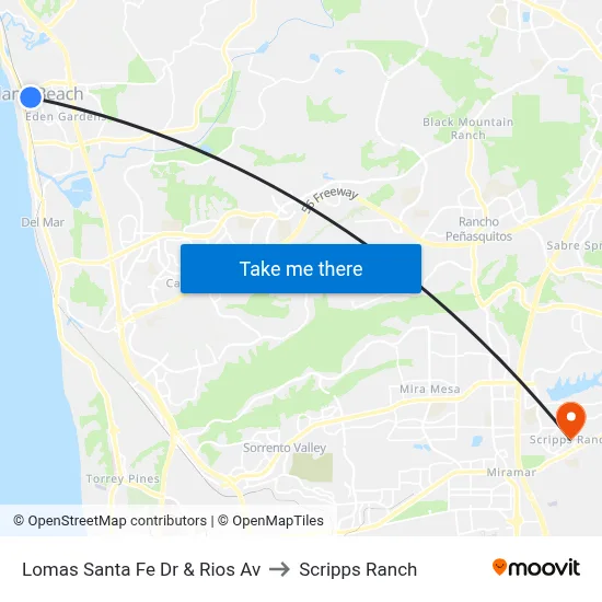 Lomas Santa Fe Dr & Rios Av to Scripps Ranch map