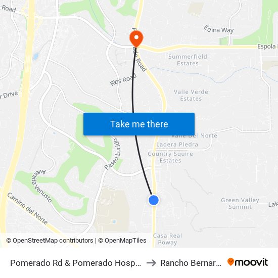 Pomerado Rd & Pomerado Hospital to Rancho Bernardo map