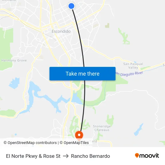 El Norte Pkwy & Rose St to Rancho Bernardo map