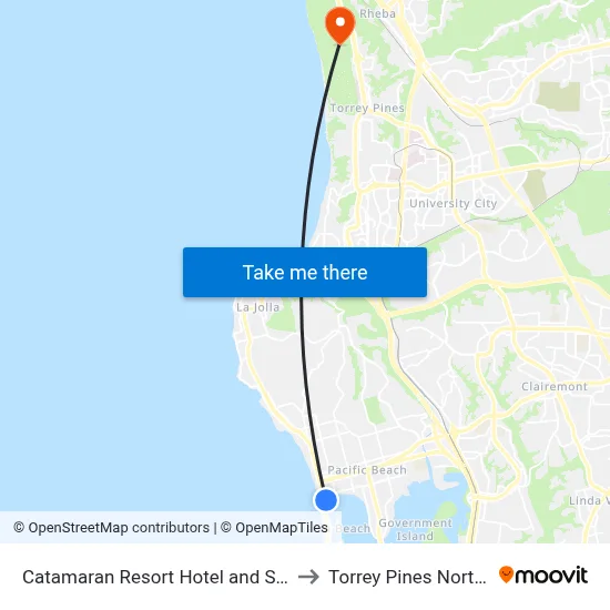 Catamaran Resort Hotel and Spa San Diego to Torrey Pines North Course map