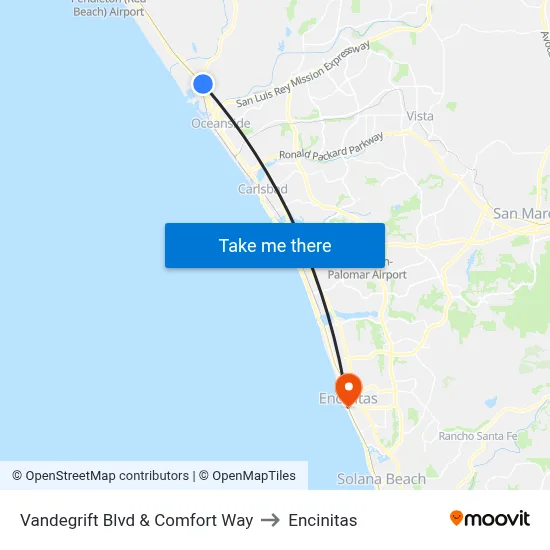 Vandegrift Blvd & Comfort Way to Encinitas map