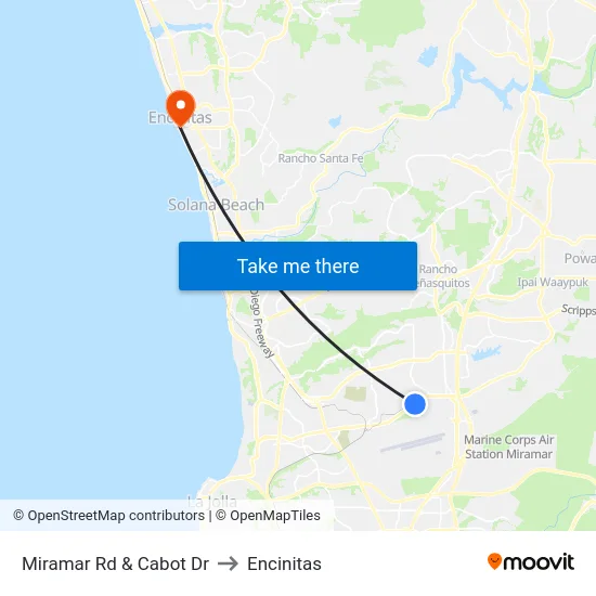 Miramar Rd & Cabot Dr to Encinitas map