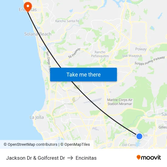 Jackson Dr & Golfcrest Dr to Encinitas map