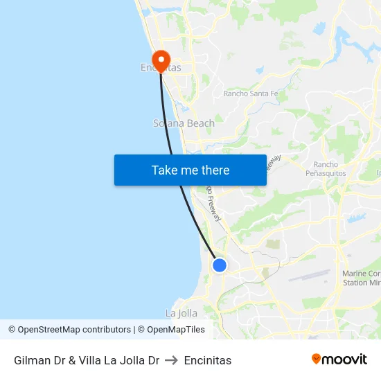 Gilman Dr & Villa La Jolla Dr to Encinitas map
