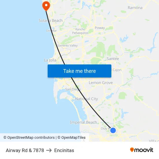 Airway Rd & 7878 to Encinitas map