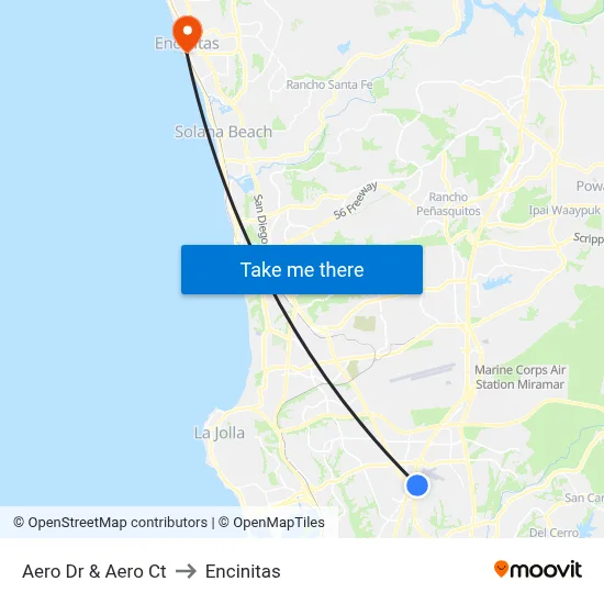 Aero Dr & Aero Ct to Encinitas map
