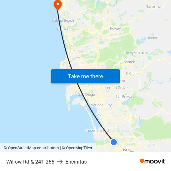 Willow Rd & 241-265 to Encinitas map