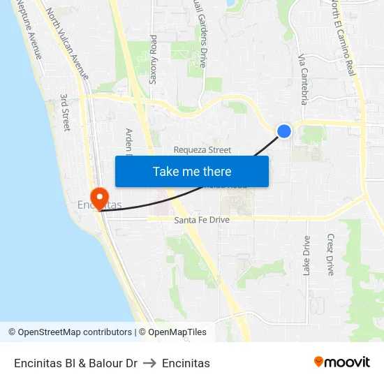 Encinitas Bl & Balour Dr to Encinitas map