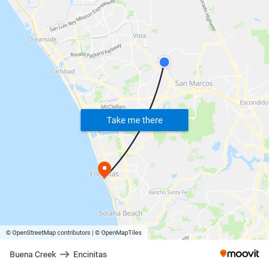 Buena Creek to Encinitas map
